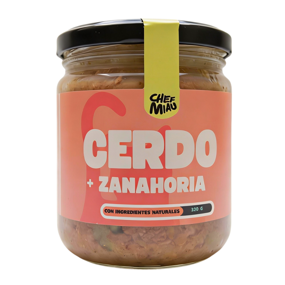 Chef Miau — comida natural para gatos — Cerdo y Zanahoria — Chef Miau (tarro 320 g)